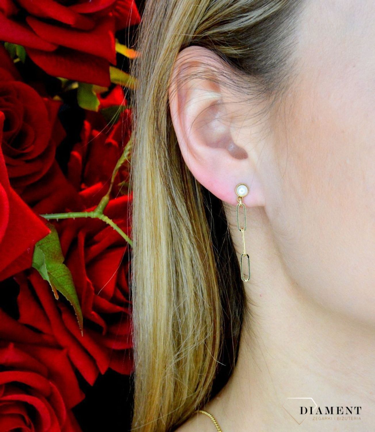 Kolczyki pozłacane Victoria Cruz “ Perła i spinacze ” 925 A4113-00DT  Wyjątkowa biżuteria z Victoria Cruz wykonana z najwyższej.JPG