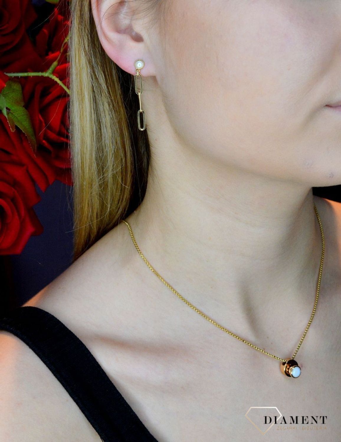 Kolczyki pozłacane Victoria Cruz “ Perła i spinacze ” 925 A4113-00DT  Wyjątkowa biżuteria z Victoria Cruz wykonana z najwyższej.JPG