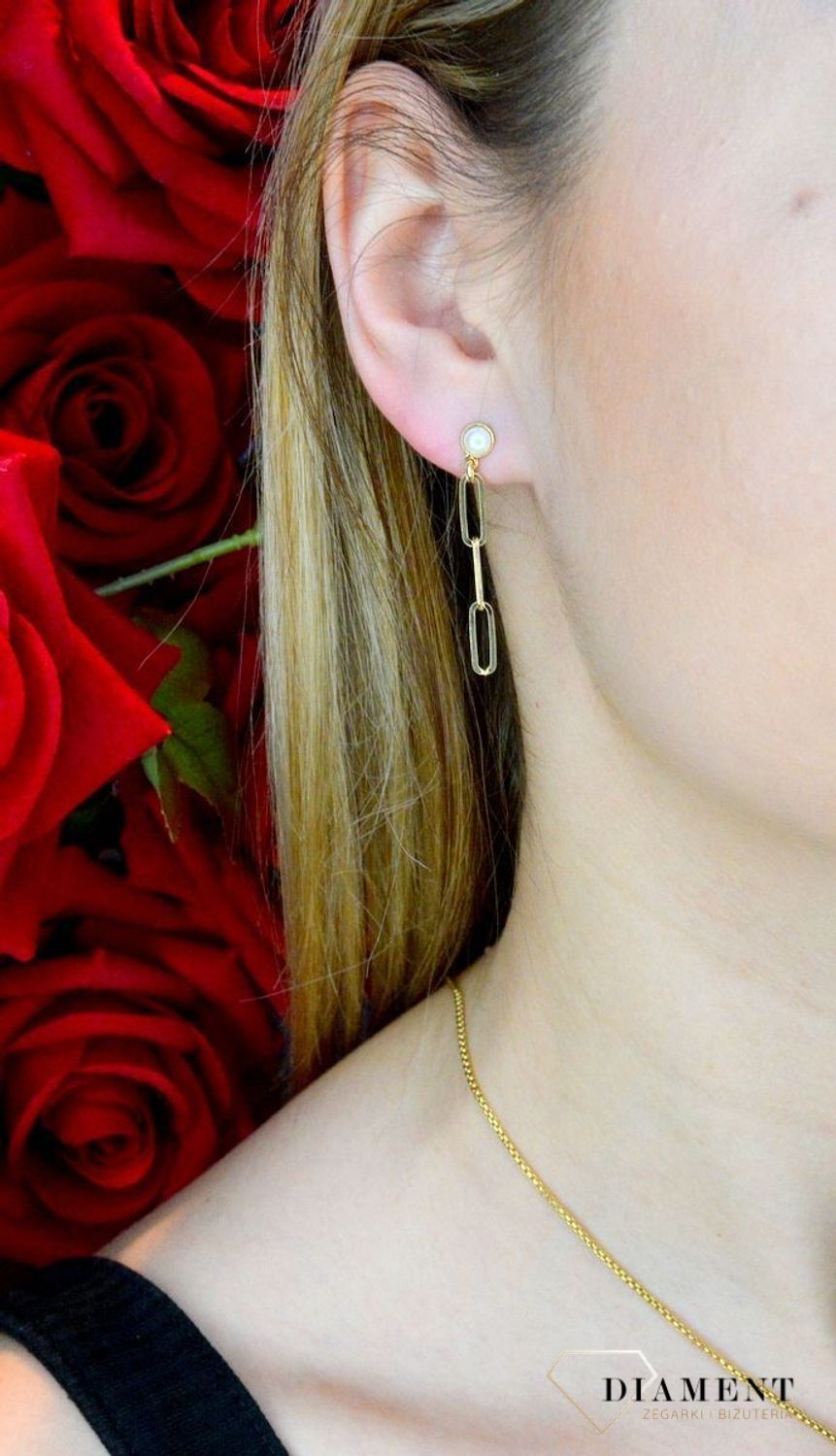 Kolczyki pozłacane Victoria Cruz “ Perła i spinacze ” 925 A4113-00DT  Wyjątkowa biżuteria z Victoria Cruz wykonana z najwyższej.JPG