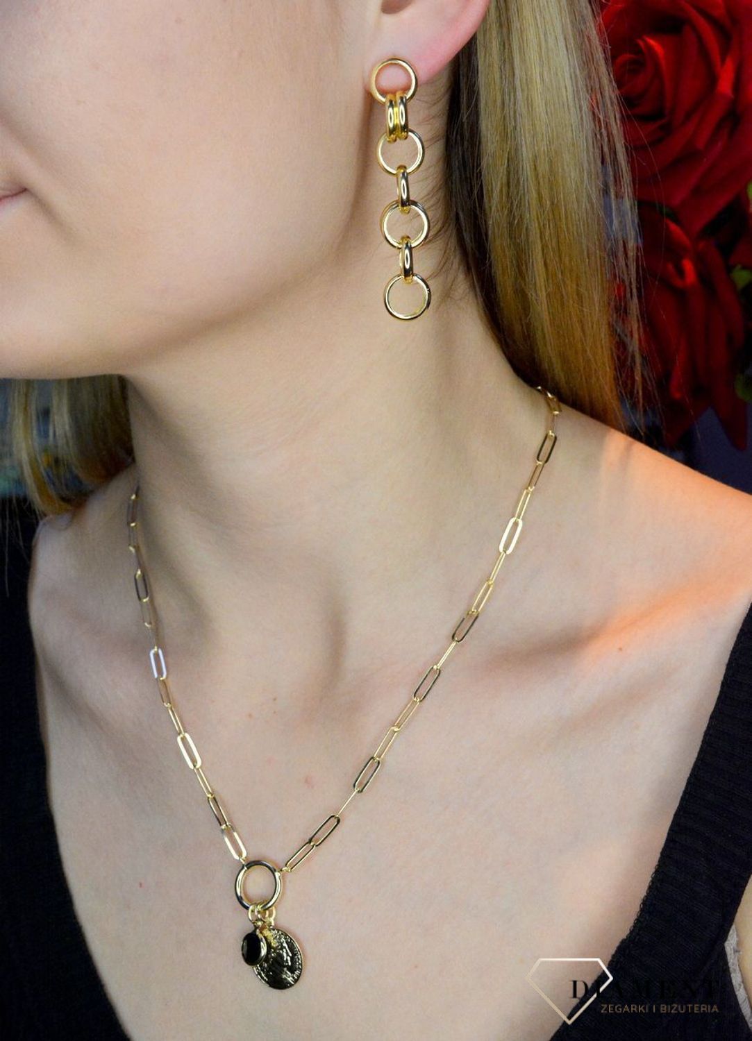 Naszyjnik pozłacany Victoria Cruz “ moneta Greta ” 925 A4116-16DG  Wyjątkowa biżuteria z Victoria Cruz wykonana z najwyższej pró.JPG