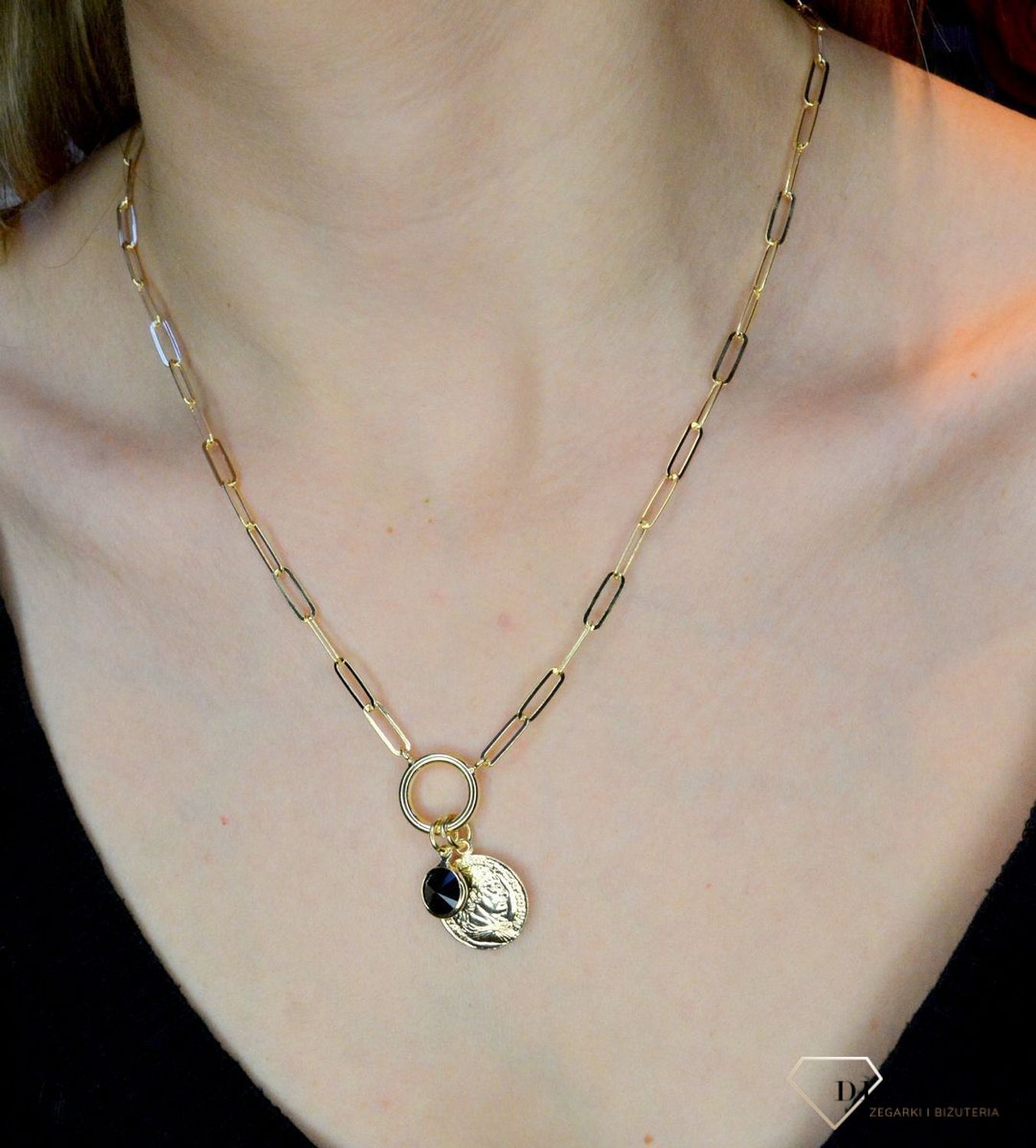 Naszyjnik pozłacany Victoria Cruz “ moneta Greta ” 925 A4116-16DG  Wyjątkowa biżuteria z Victoria Cruz wykonana z najwyższej pró.JPG