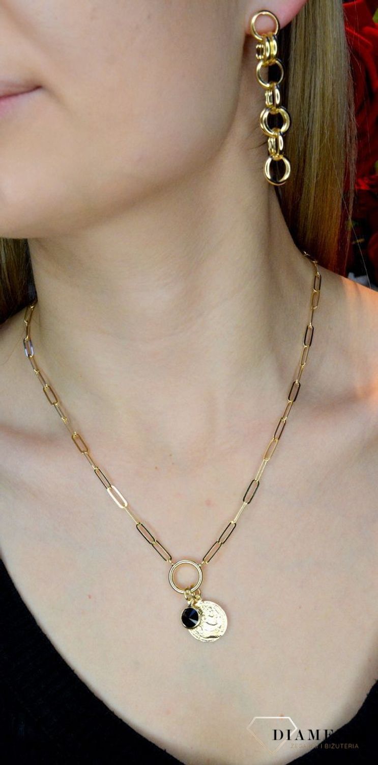 Naszyjnik pozłacany Victoria Cruz “ moneta Greta ” 925 A4116-16DG  Wyjątkowa biżuteria z Victoria Cruz wykonana z najwyższej pró.JPG