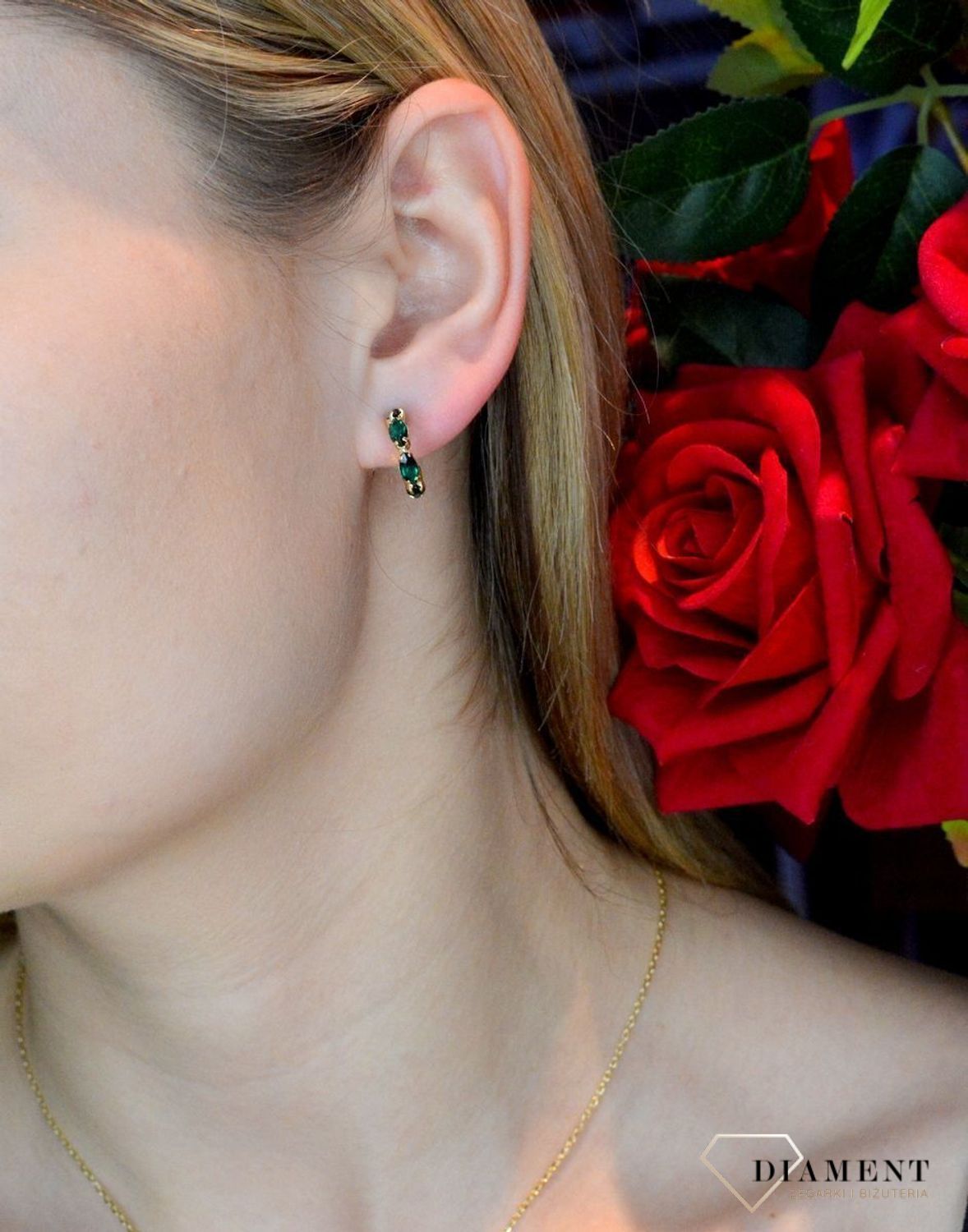 Kolczyki pozłacane Victoria Cruz “ Geometryczne, szmaragdowe koła ” 925 A4136-20DT  Wyjątkowa biżuteria z Victoria Cruz wykonana.JPG