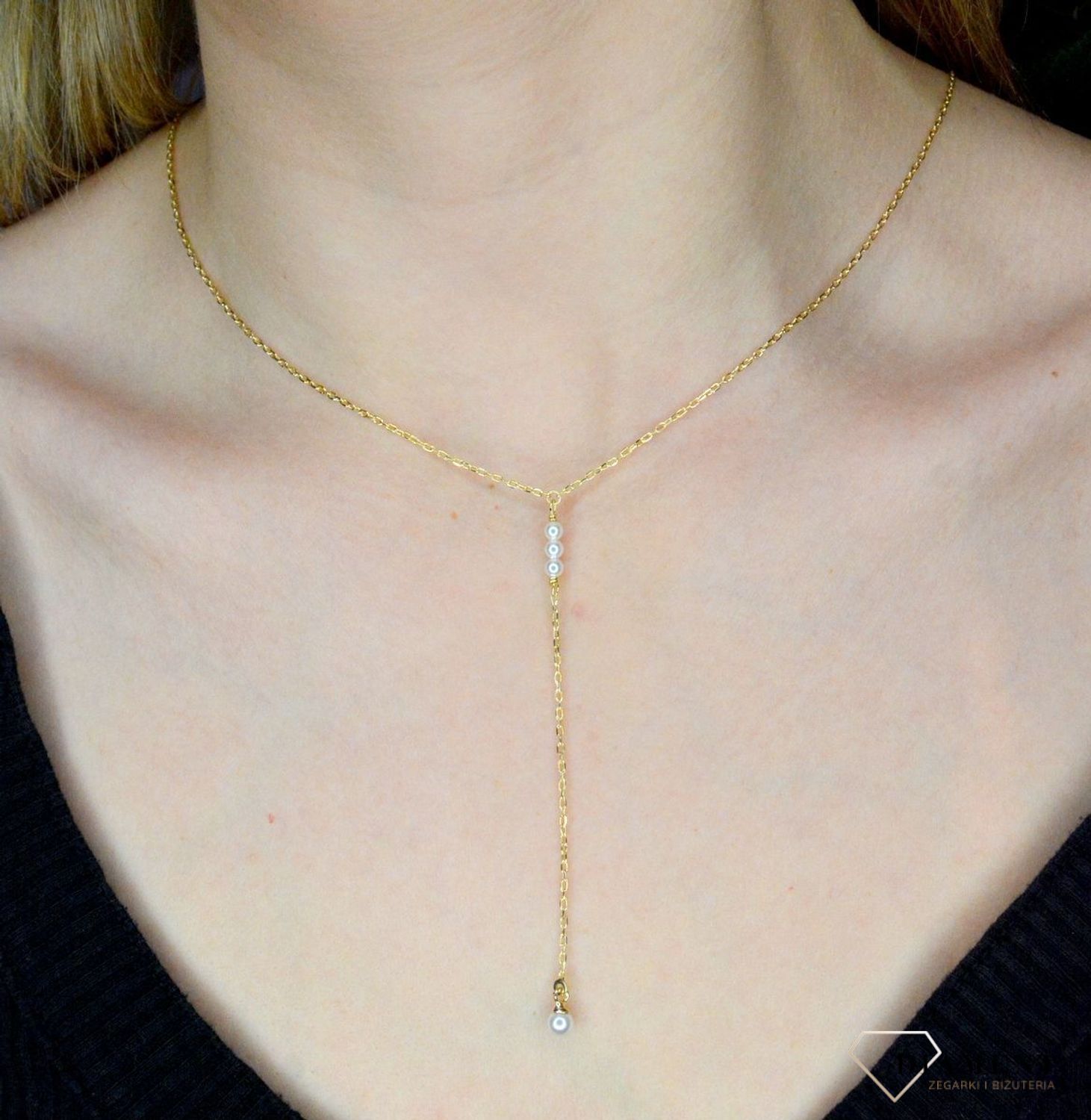 Naszyjnik pozłacany Victoria Cruz “ Perłowa Krawatka ” 925 A4163-00DG Wyjątkowa biżuteria z Victoria Cruz wykonana z najwyższej.JPG