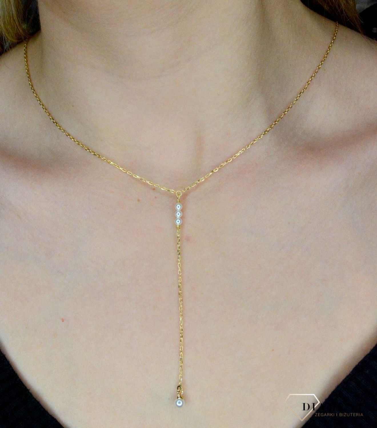 Naszyjnik pozłacany Victoria Cruz “ Perłowa Krawatka ” 925 A4163-00DG Wyjątkowa biżuteria z Victoria Cruz wykonana z najwyższej.JPG