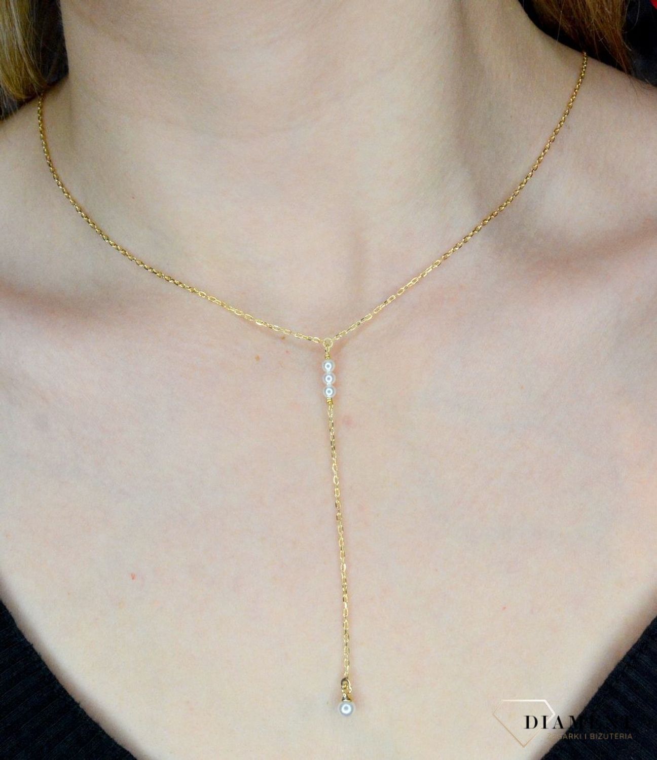 Naszyjnik pozłacany Victoria Cruz “ Perłowa Krawatka ” 925 A4163-00DG Wyjątkowa biżuteria z Victoria Cruz wykonana z najwyższej.JPG