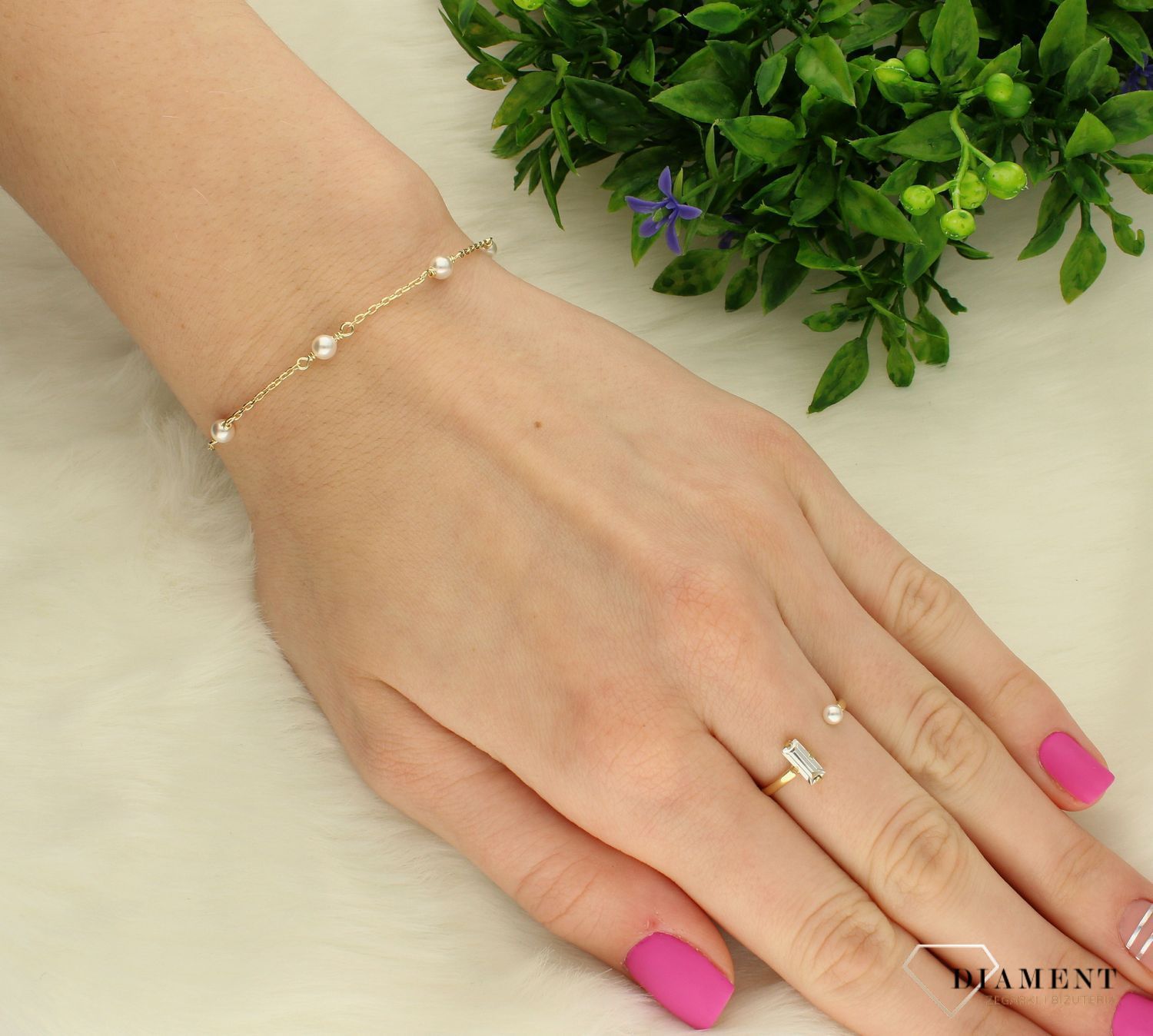 Srebrna bransoletka damska pozłacana pokryta złotem Victoria Cruz 925 Perłykkk A4166-00DP.jpg