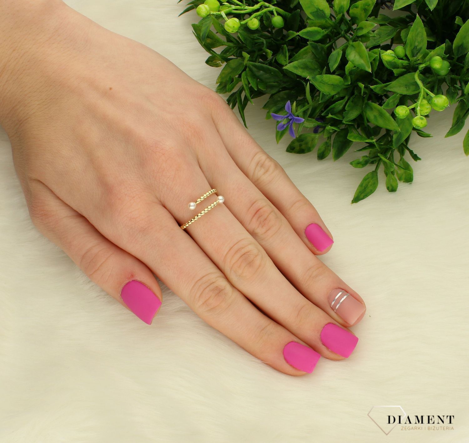 Pierścionek pozłacany Victoria Cruz “ Perełkowa spirala ” 925 A4167-00DA Wyjątkowa biżuteria z Victoria Cruz wykonana z najwyższ.JPG