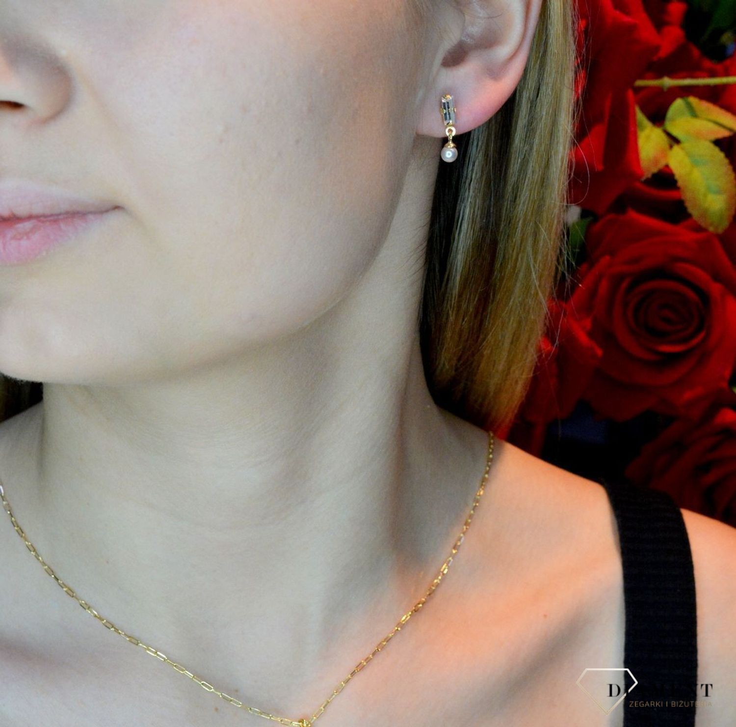 Kolczyki pozłacane Victoria Cruz “ Perła i Kryształ ” 925 A4168-07DT Wyjątkowa biżuteria z Victoria Cruz wykonana z najwyższej p.JPG