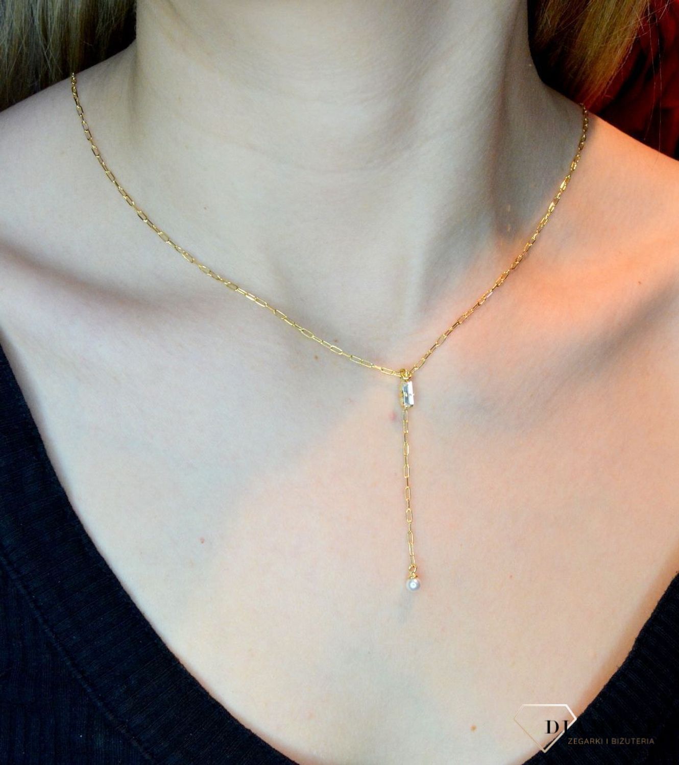 Naszyjnik pozłacany Victoria Cruz “ Perła i kryształ ” 925 A4171-07DG Wyjątkowa biżuteria z Victoria Cruz wykonana z najwyższej.JPG