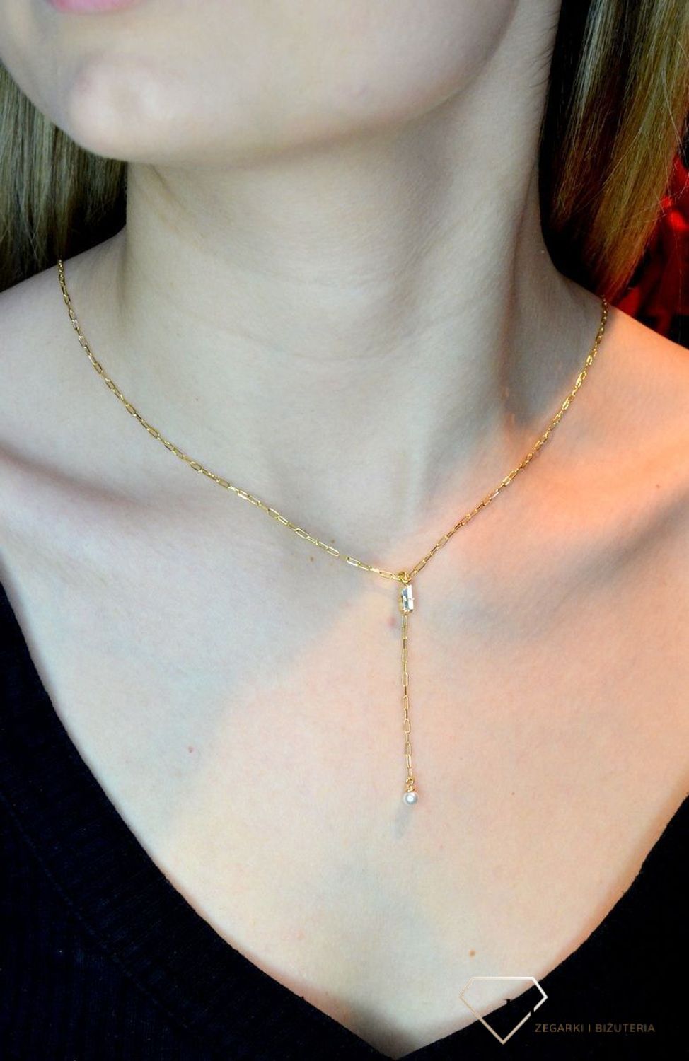 Naszyjnik pozłacany Victoria Cruz “ Perła i kryształ ” 925 A4171-07DG Wyjątkowa biżuteria z Victoria Cruz wykonana z najwyższej.JPG