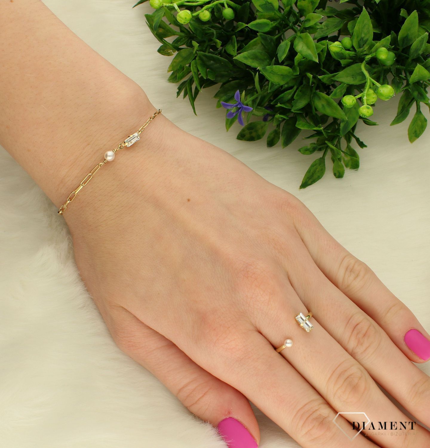 Bransoletka pozłacana Victoria Cruz “ Perła i kryształ ” 925 A4173-07DP Wyjątkowa biżuteria z Victoria Cruz wykonana z najwyższe.JPG