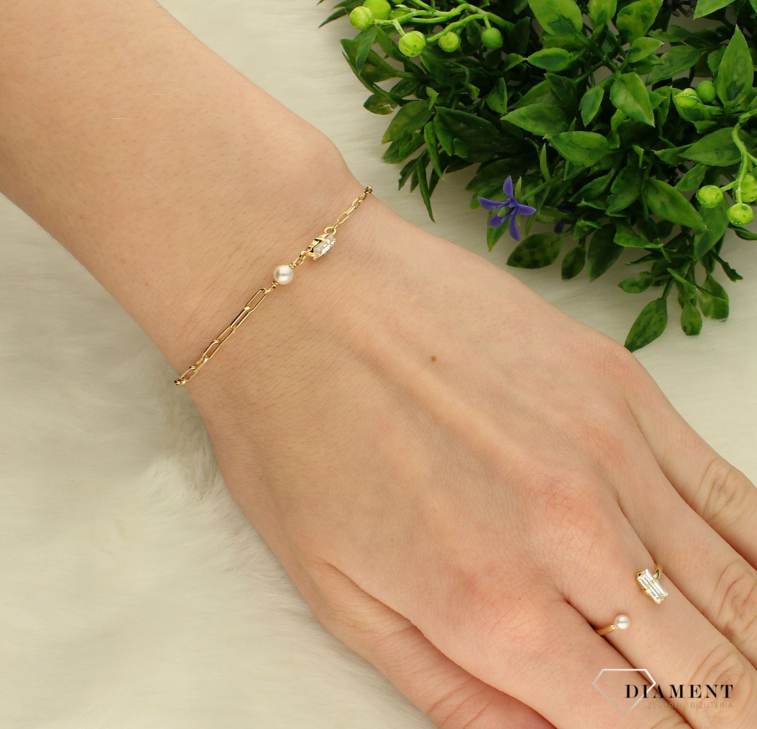 Bransoletka pozłacana Victoria Cruz “ Perła i kryształ ” 925 A4173-07DP Wyjątkowa biżuteria z Victoria Cruz wykonana z najwyższe.JPG