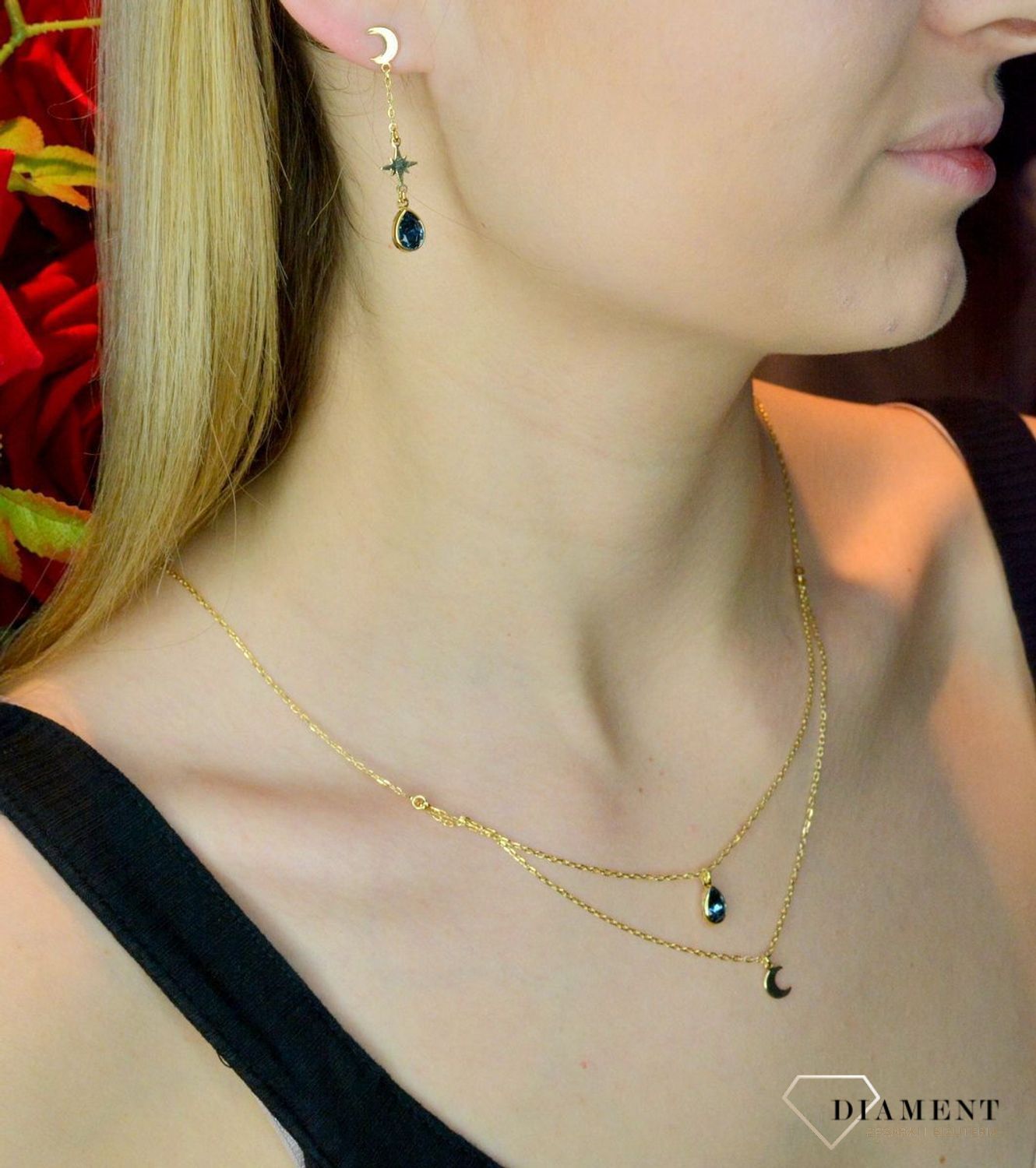 Kolczyki pozłacane Victoria Cruz “ Szafirowa galaktyka ” 925 A4206-18DT Wyjątkowa biżuteria z Victoria Cruz wykonana z najwyższe.JPG