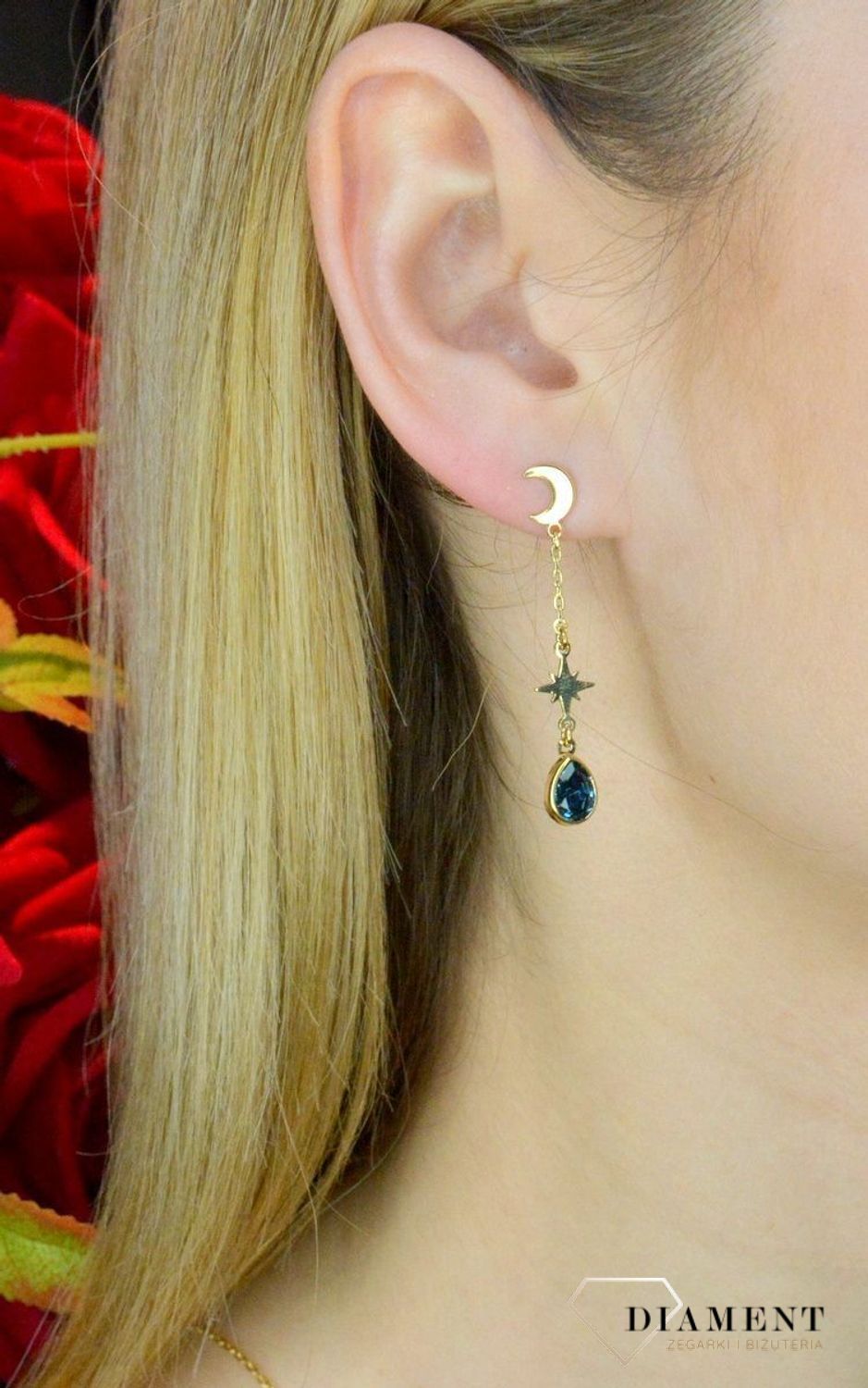 Kolczyki pozłacane Victoria Cruz “ Szafirowa galaktyka ” 925 A4206-18DT Wyjątkowa biżuteria z Victoria Cruz wykonana z najwyższe.JPG