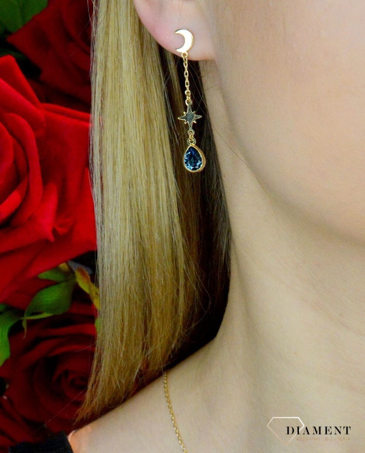 Kolczyki pozłacane Victoria Cruz “ Szafirowa galaktyka ” 925 A4206-18DT Wyjątkowa biżuteria z Victoria Cruz wykonana z najwyższe.JPG