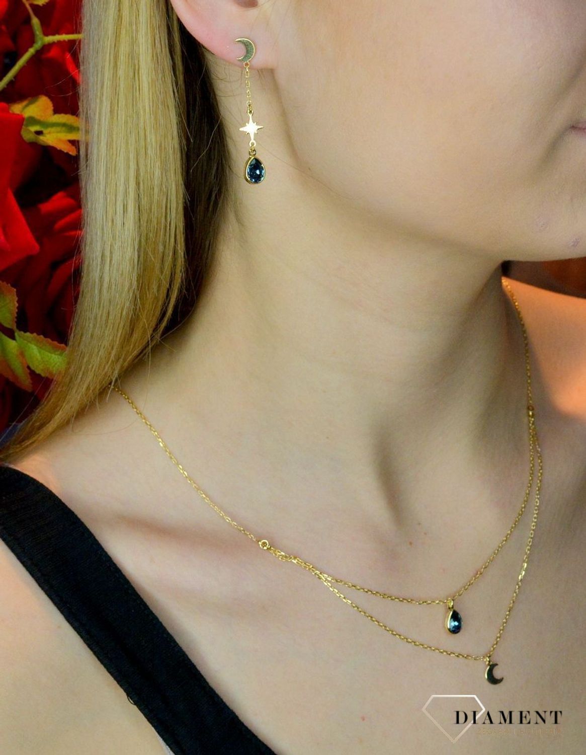 Kolczyki pozłacane Victoria Cruz “ Szafirowa galaktyka ” 925 A4206-18DT Wyjątkowa biżuteria z Victoria Cruz wykonana z najwyższe.JPG