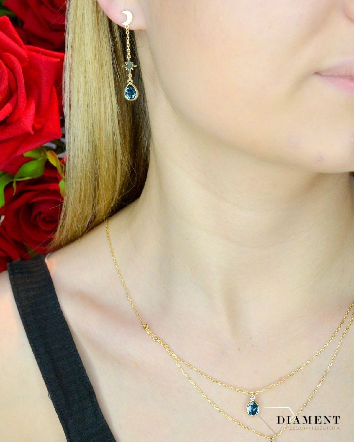 Naszyjnik pozłacany Victoria Cruz “ Szafirowy Księżyc ” 925 A4209-18DG Wyjątkowa biżuteria z Victoria Cruz wykonana z najwyższej.JPG