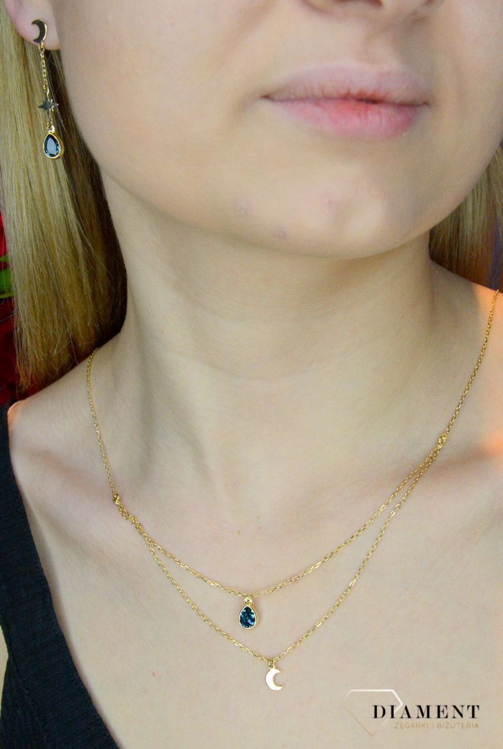 Naszyjnik pozłacany Victoria Cruz “ Szafirowy Księżyc ” 925 A4209-18DG Wyjątkowa biżuteria z Victoria Cruz wykonana z najwyższej.JPG