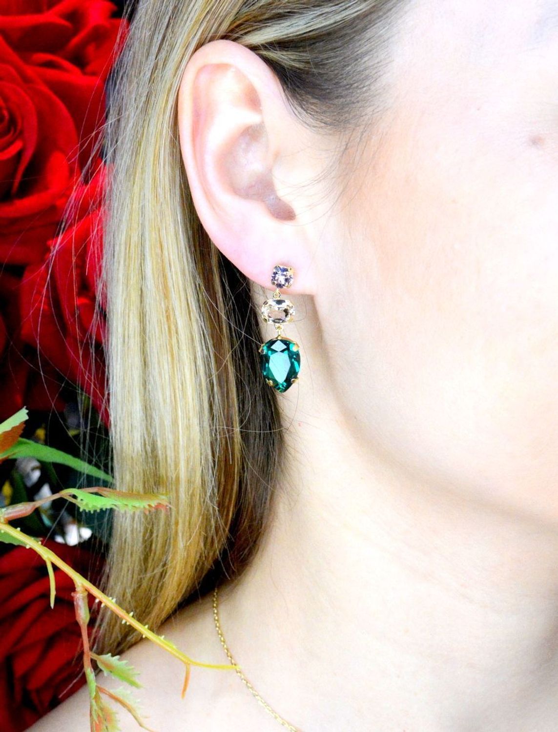 Kolczyki pozłacane Victoria Cruz “ Szmaragdowe łzy ” 925 A4277-20DT Wyjątkowa biżuteria z Victoria Cruz wykonana z najwyższej pr.JPG