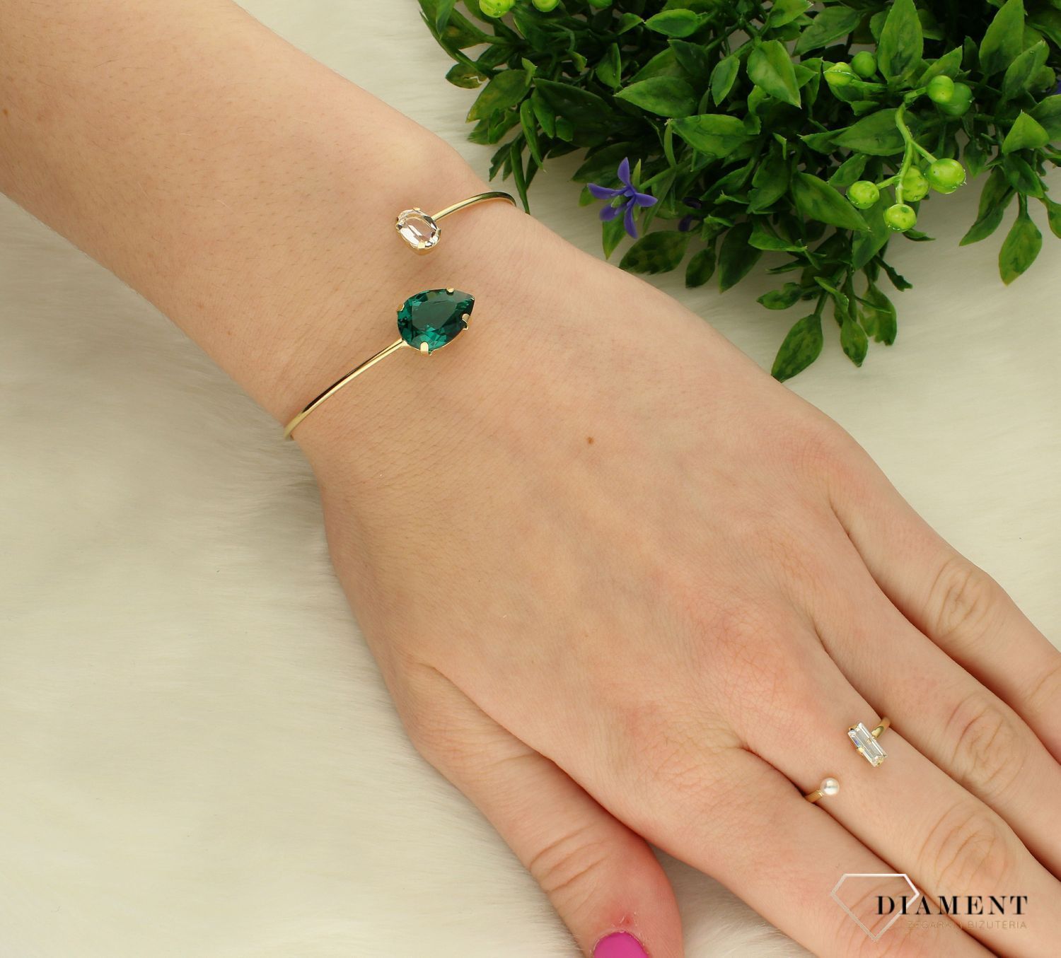 Bransoletka pozłacana Victoria Cruz “ Kwitnące szmaragdy ” 925 A4279-20DP  Wyjątkowa biżuteria z Victoria Cruz wykonana z najwyż.JPG