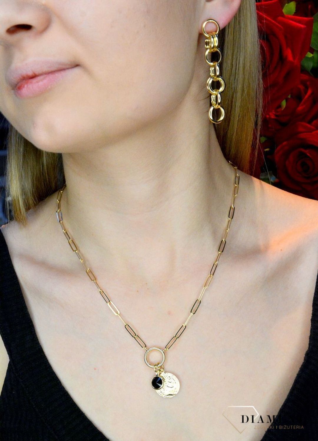 Kolczyki pozłacane Victoria Cruz “ Wiszące oczka ” 925 A4355-DT  Wyjątkowa biżuteria z Victoria Cruz wykonana z najwyższej próby.JPG