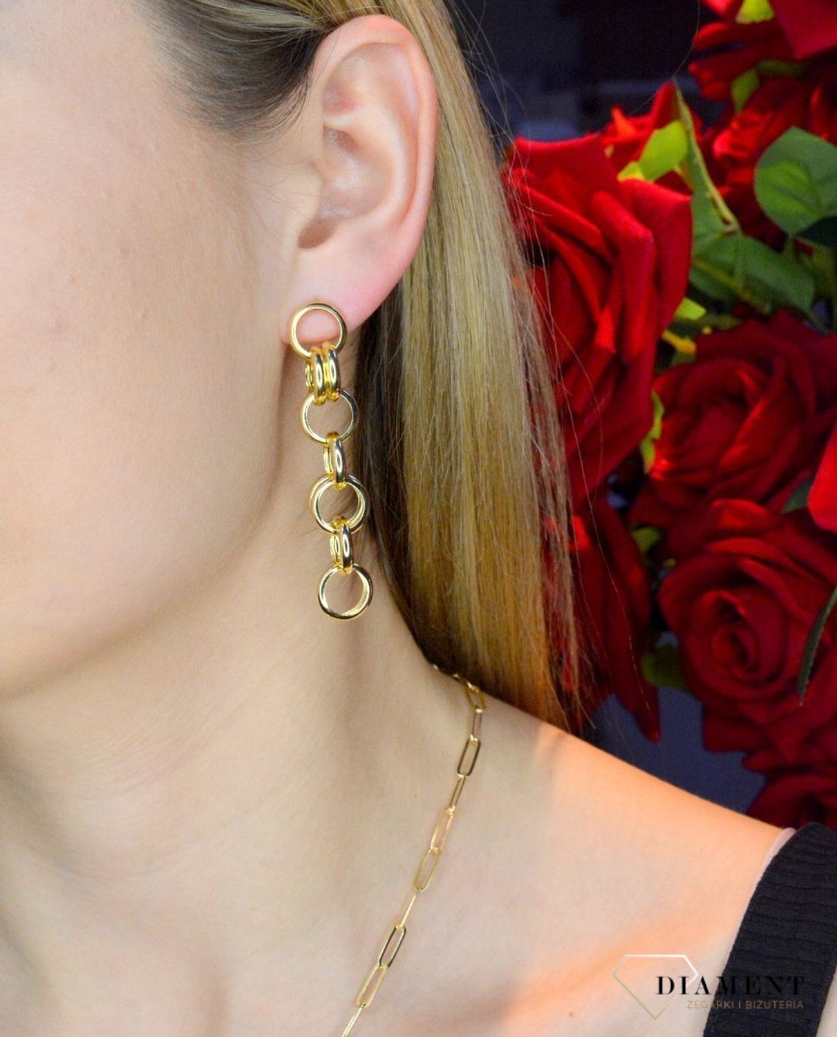 Kolczyki pozłacane Victoria Cruz “ Wiszące oczka ” 925 A4355-DT  Wyjątkowa biżuteria z Victoria Cruz wykonana z najwyższej próby.JPG