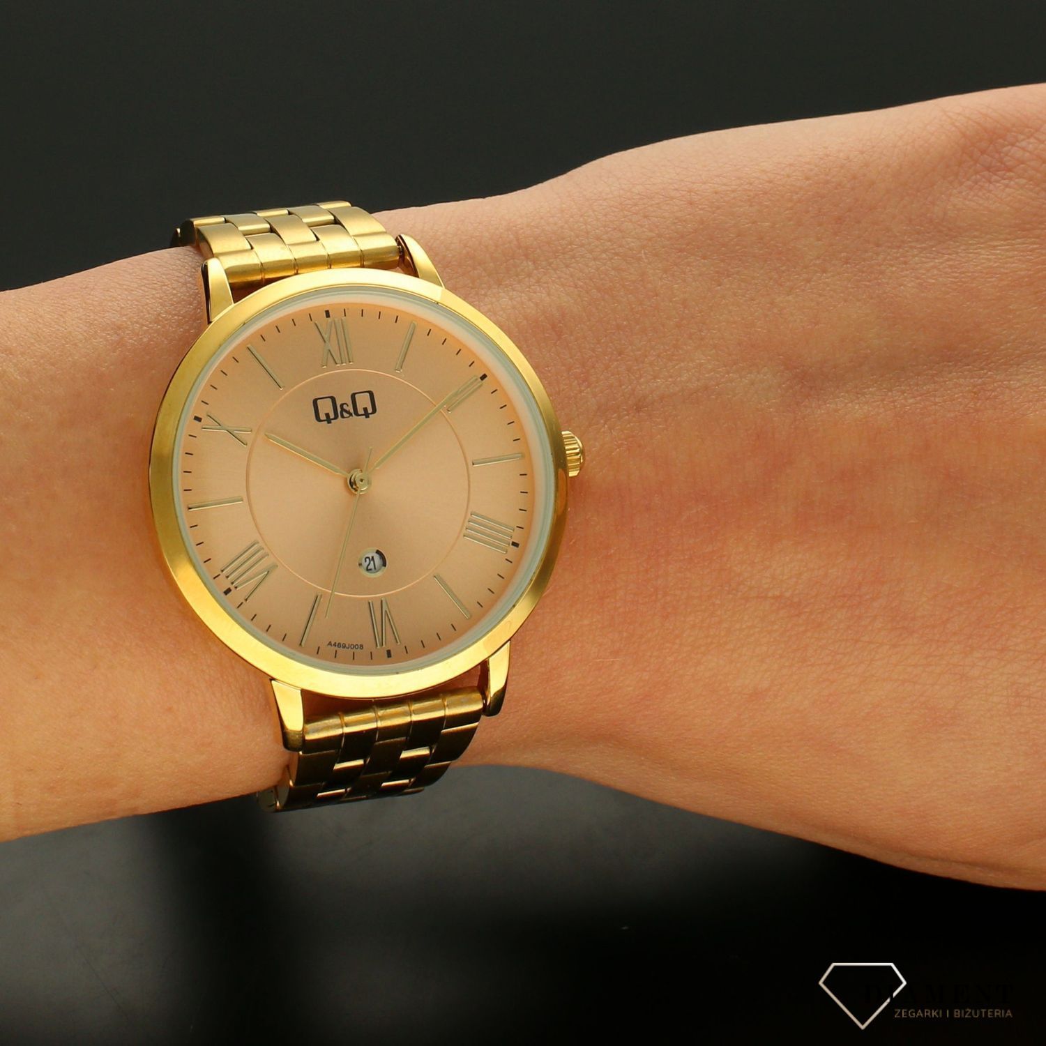 Zegarek damski ZŁOTA bransoleta Q&Q A469-008 Zegarki damskie na bransolecie✓ Wymarzony prezent ✓ Prezent dla mamy z grawerem✓ Prezent z grawerem✓ Autoryzowany sklep ✓Grawer 0zł ✓Gratis Kurier 24h ✓Zwrot 30 dni ✓Gwara.jpg