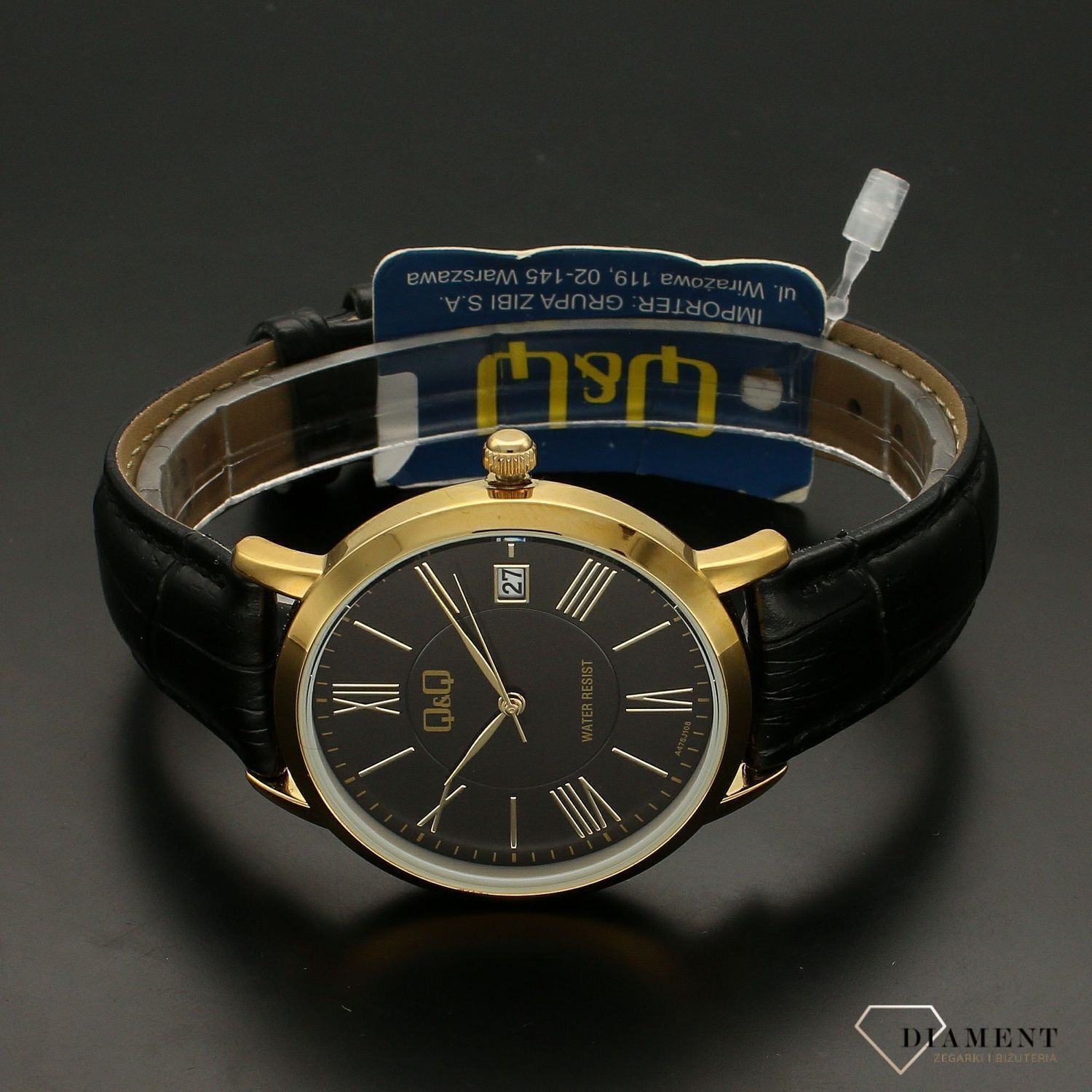 Zegarek damski QQ Classic A475-108. Zegarek na skórzanym pasku. Zegarek damski z datownikiem. Zegarek damski klasyczny na pasku.  (4).jpg