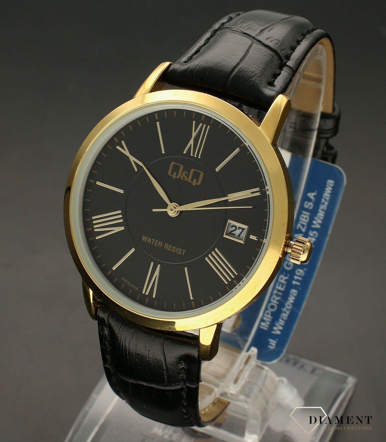 Zegarek damski QQ Classic A475-108. Zegarek na skórzanym pasku. Zegarek damski z datownikiem. Zegarek damski klasyczny na pasku.  (4).jpg