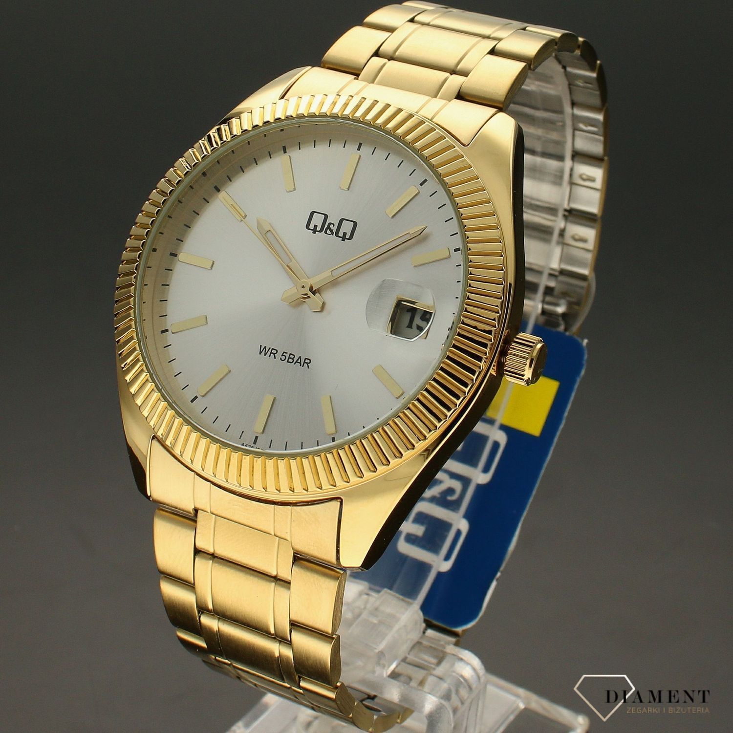Zegarek męski klasyczny QQ na złotej bransolecie A476-001.jpg