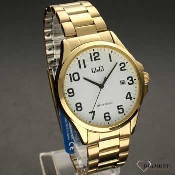 Zegarek męski QQ na złotej bransolecie A480-004 z czytelną tarczą ⌚ Zegarki męskie z bransoletą (1).jpg
