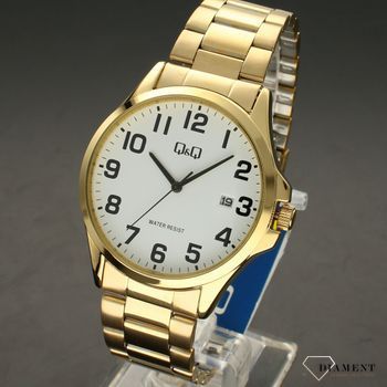 Zegarek męski QQ na złotej bransolecie A480-004 z czytelną tarczą ⌚ Zegarki męskie z bransoletą (2).jpg