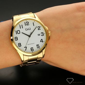 Zegarek męski QQ na złotej bransolecie A480-004 z czytelną tarczą ⌚ Zegarki męskie z bransoletą (5).jpg