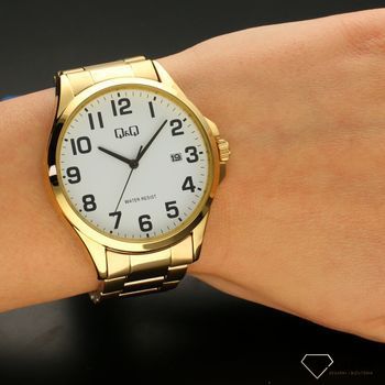 Zegarek męski QQ na złotej bransolecie A480-004 z czytelną tarczą ⌚ Zegarki męskie z bransoletą (5).jpg