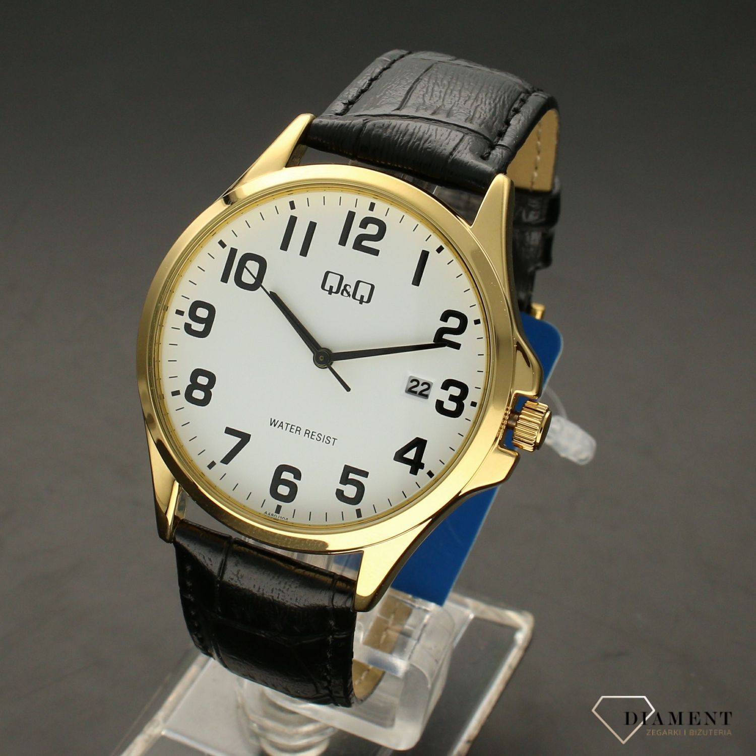 Zegarek męski czarnym pasku, czytelny A480-104.jpg