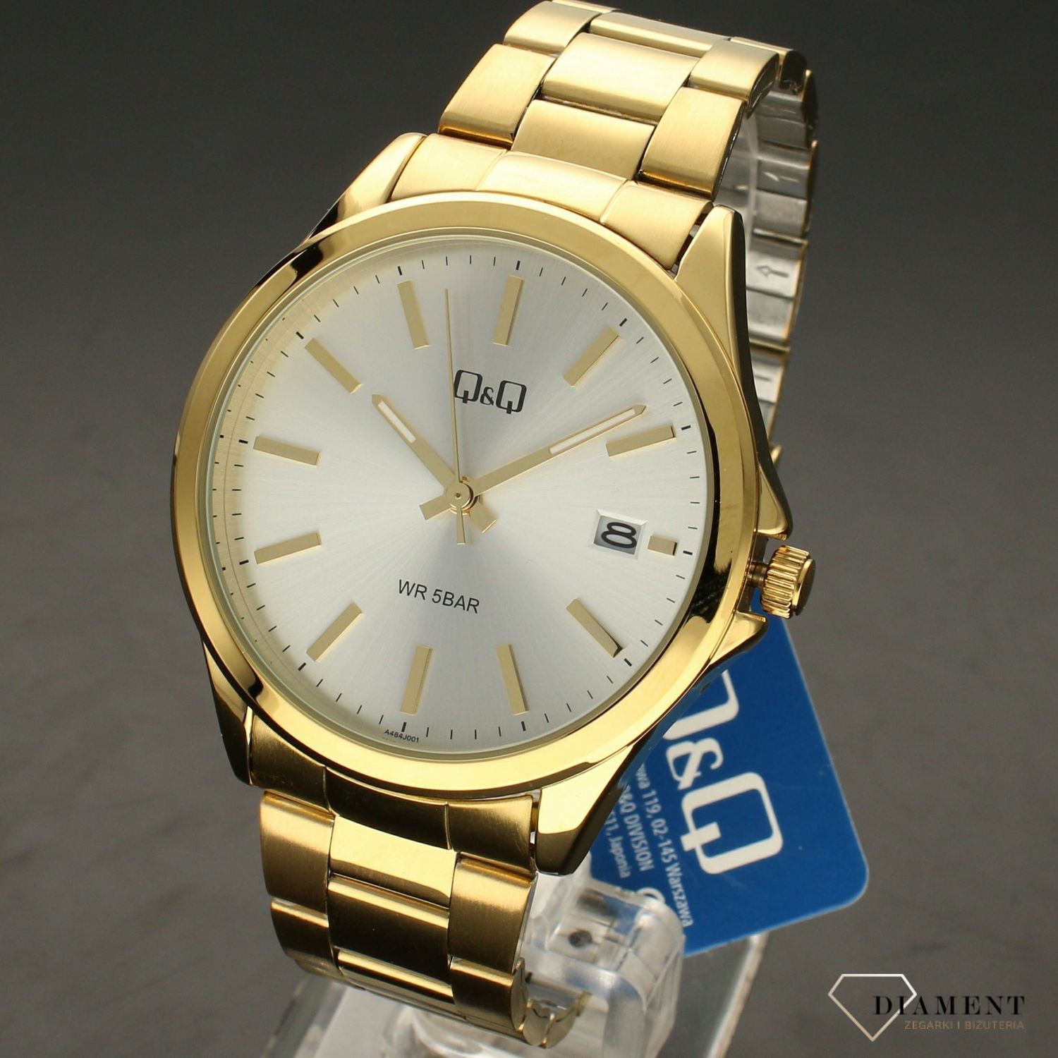 Zegarek męski klasyczny A484-001 na złotej bransolecie.jpg