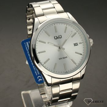 Zegarek męski QQ na srebrnej bransolecie A484-201⌚ Zegarki męskie z bransoletą✓  (1).jpg
