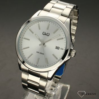 Zegarek męski QQ na srebrnej bransolecie A484-201⌚ Zegarki męskie z bransoletą✓  (2).jpg