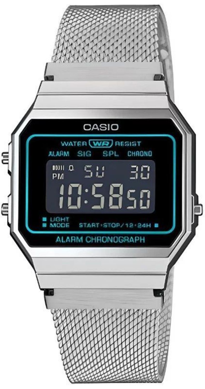 Zegarek damski Casio Vintage Vintage Iconic A700WEMS-1BEF. Zegarek damski Casio Vintage. Zegarek damski na bransolecie mesh Casio. Zegarek Casio elektroniczny w retro stylu. Damski zegarek Vintage Casio na prezent..jpg