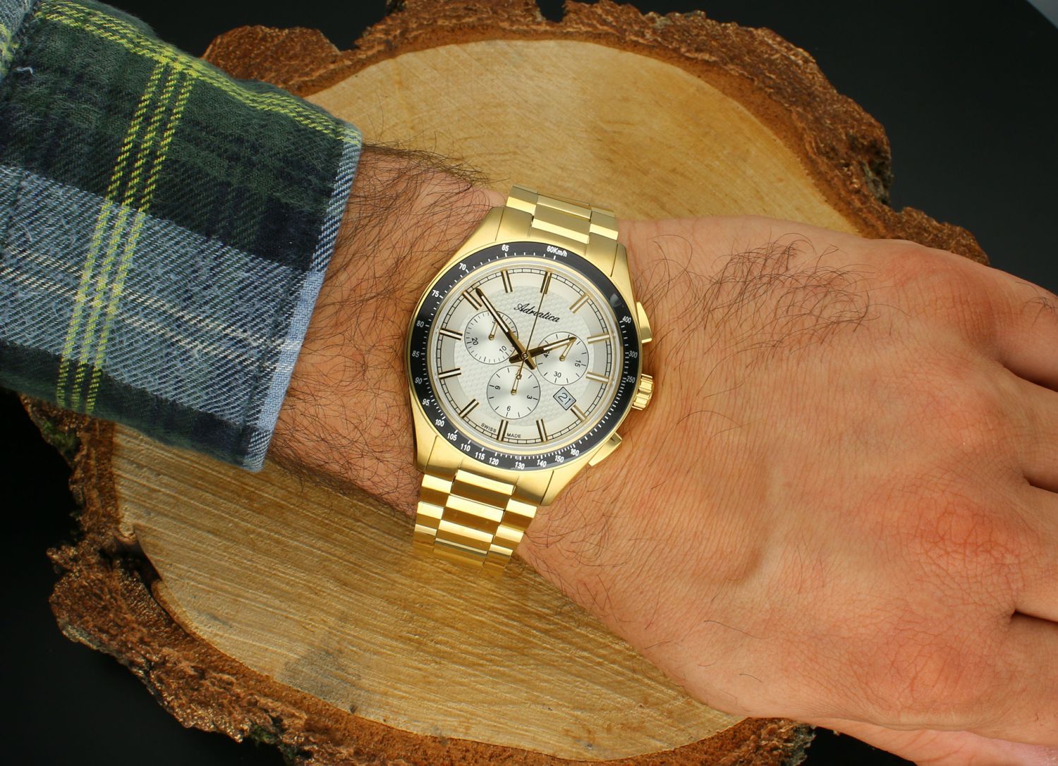 Zegarek męski Adriatica A8245.1113CH Classic – złoty, chronograf, szafirowe szkło, 5 ATM.jpg