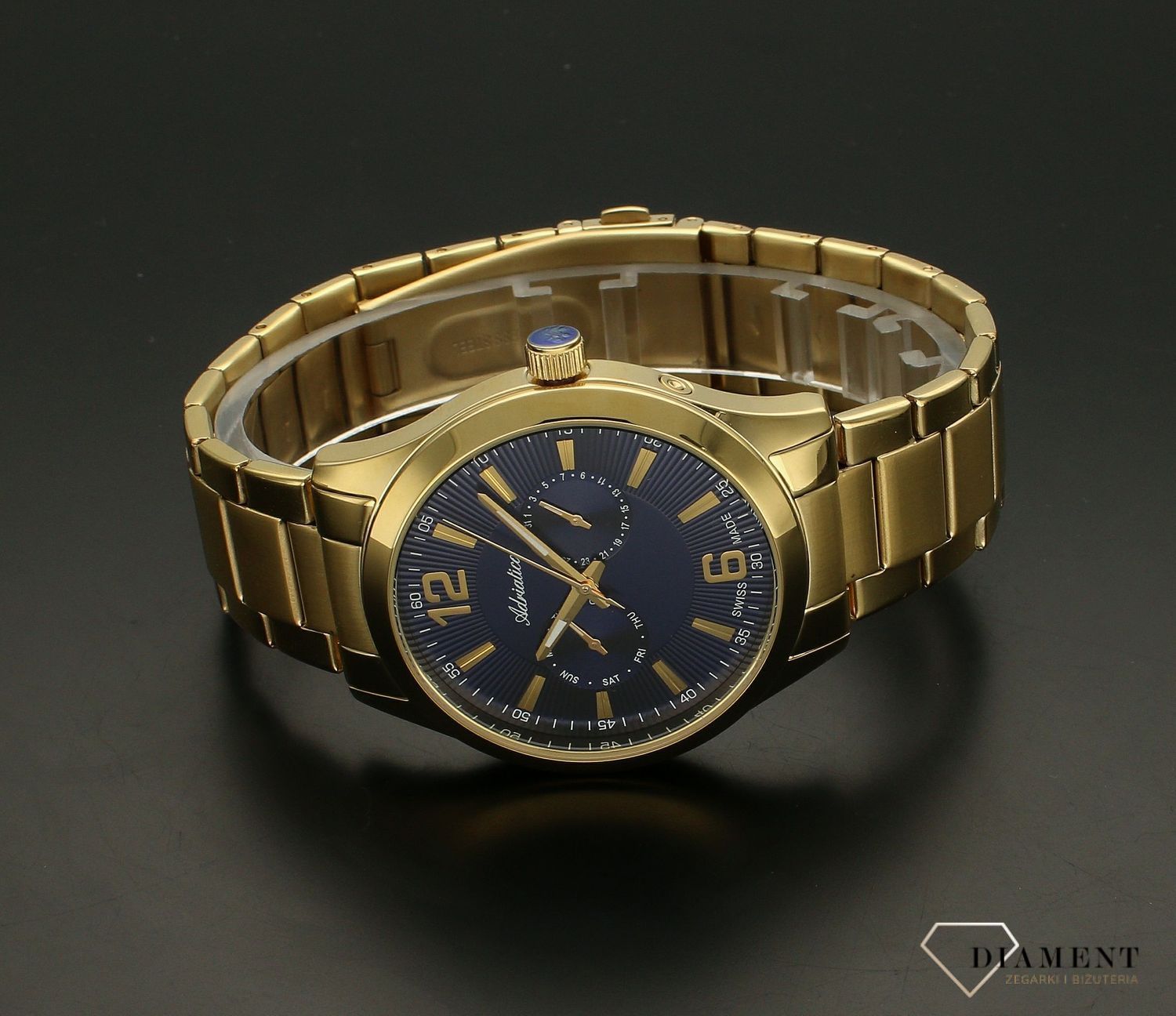 Męski zegarek Adriatica złoty na bransolecie z niebieską tarcza A8257.1155QFdsdd.jpg