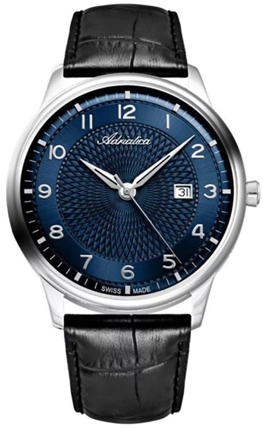 Zegarek męski Adriatica Classic na czarnym pasku A8269.5225Q. Męski zegarek na pasku. Męski zegarek Adriatica z granatową tarczą. Męski elegancki zegarek na pasku. Zegarek męski Adriatica na pasku idealny na prezent..jpg