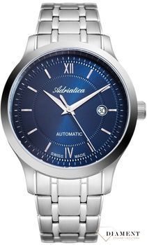 Meski zegarek na bransolecie z niebieską tarczą z naciągiem automatycznym Adriatica 8276.5165.jpg