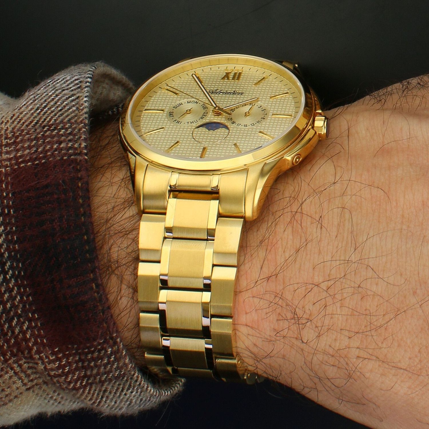 Adriatica A8283.1161QF – męski zegarek elegancki multifunkcyjny złoty gold.jpg