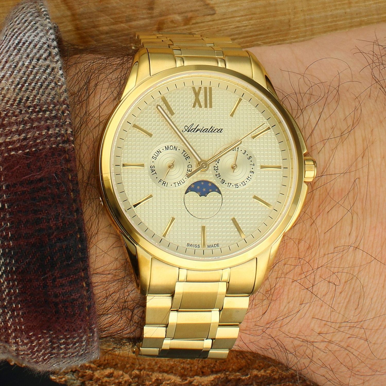 Adriatica A8283.1161QF – męski zegarek elegancki multifunkcyjny złoty gold.jpg