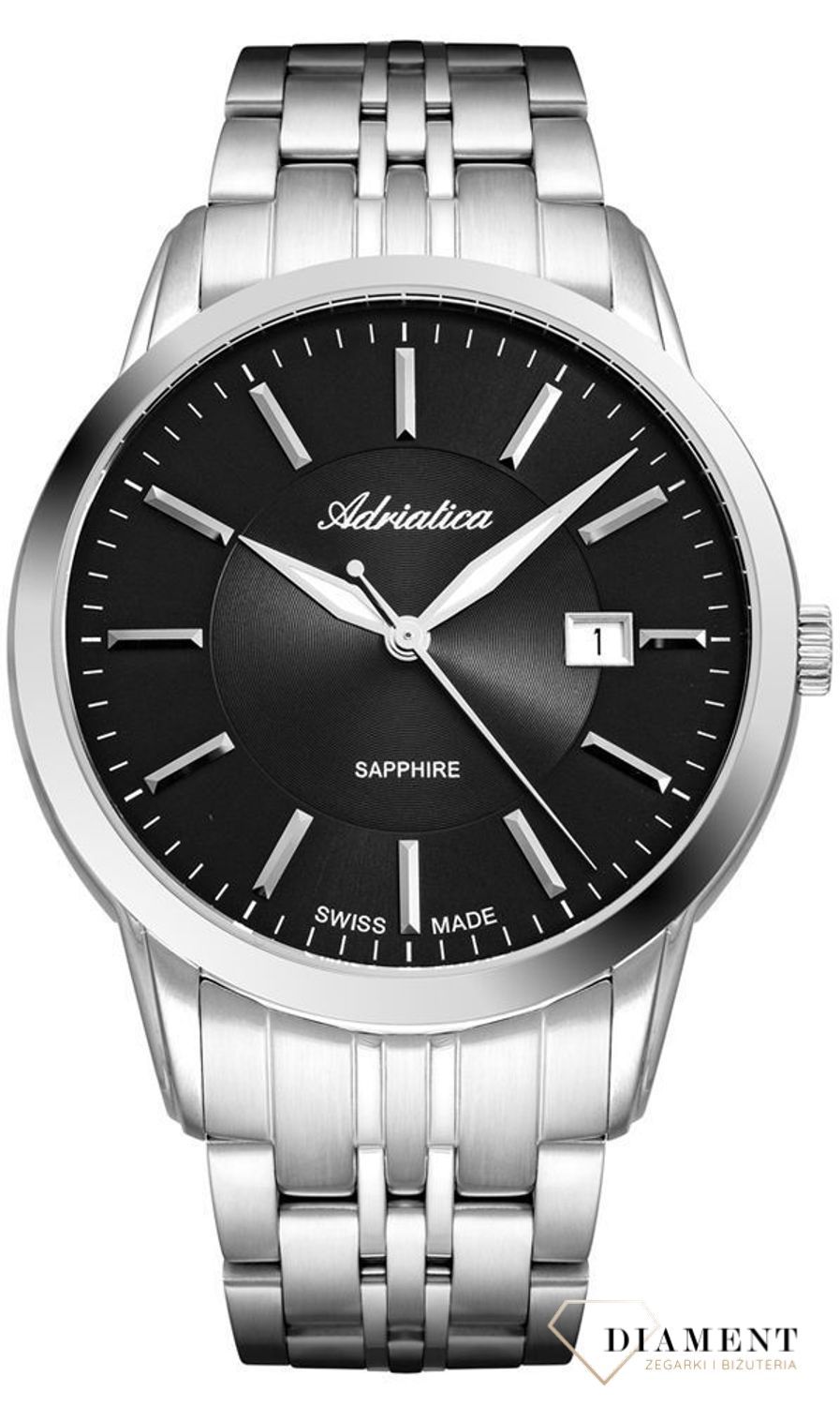 Zegarek męski na bransolecie z szafirowym szkłem Adriatica.jpg