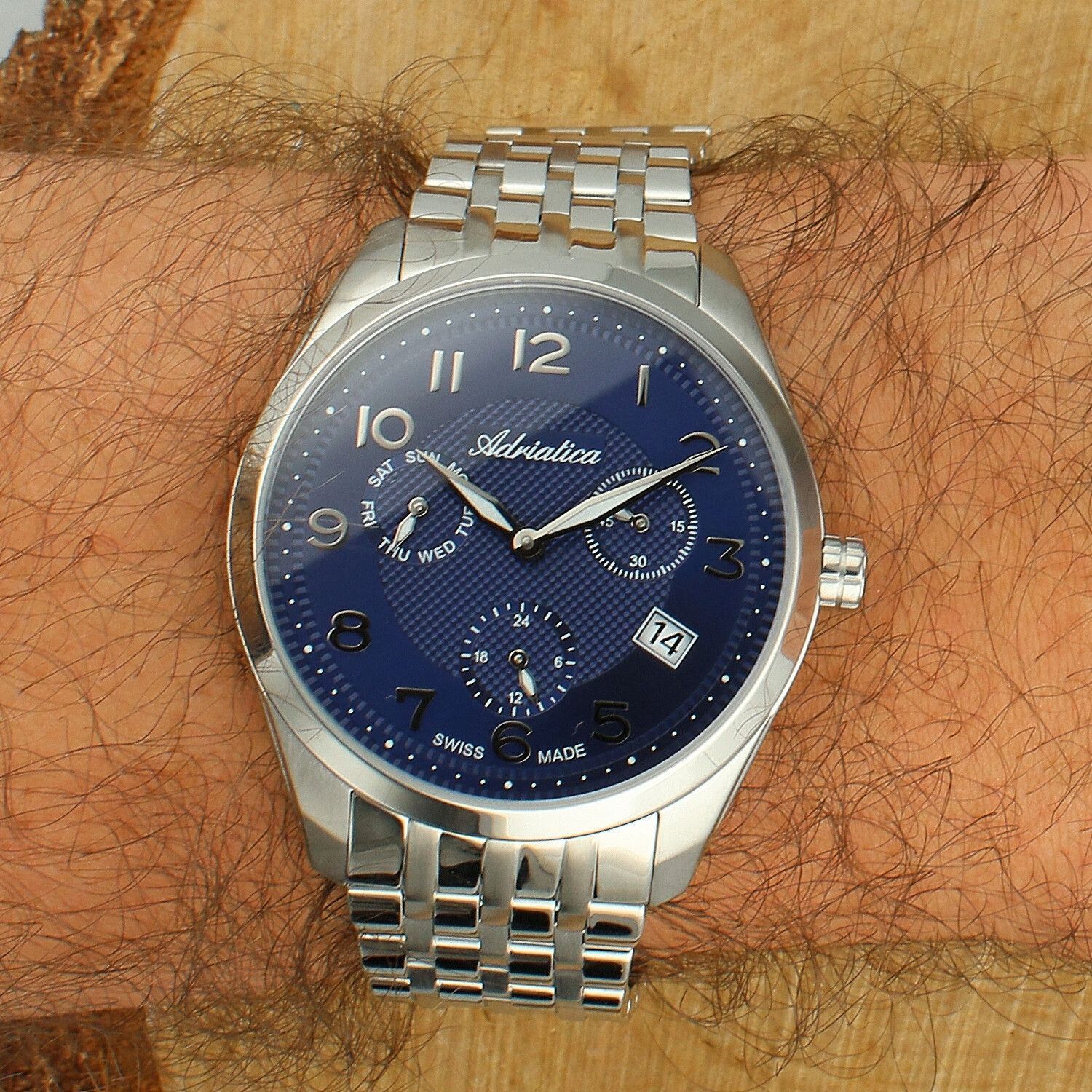 Zegarek męski Adriatica Classic Sapphire A8309.5125QF – granatowa tarcza, stalowa bransoleta.jpg