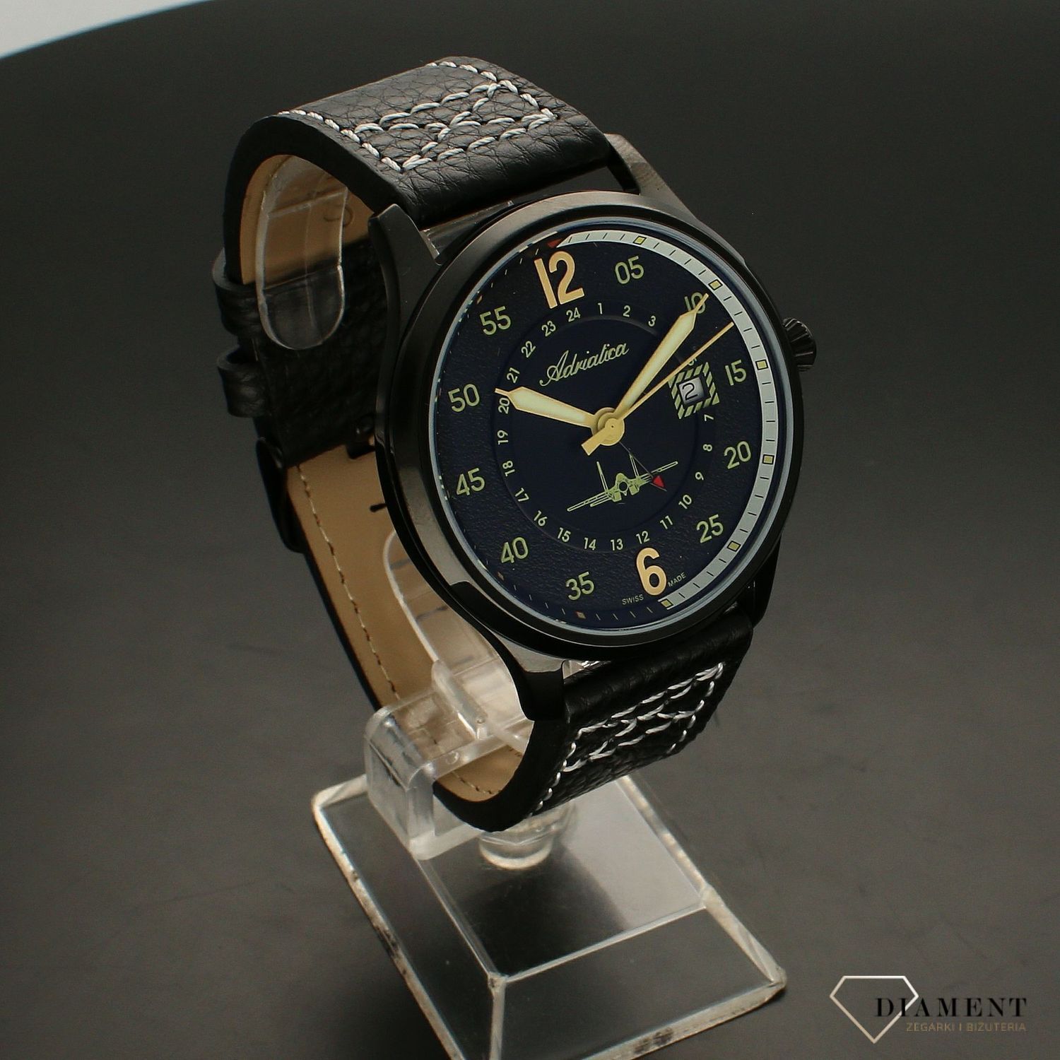 Zegarek męski na pasku skórzanym Adriatica Aviator A8311.B224Q.webp