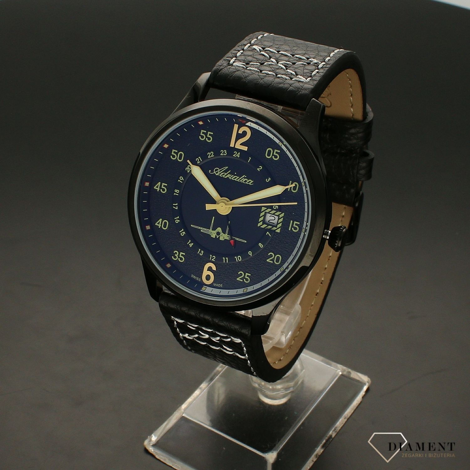 Zegarek męski na pasku skórzanym Adriatica Aviator A8311.B224Q.webp